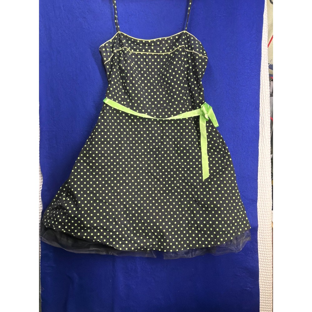 Rockabilly Women Pulse Polka Dot Fit Flare Dress 3X Black Green